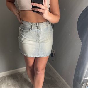 Fashion Nova light wash denim skirt
